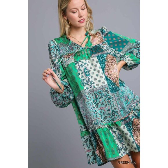 UMGEE NWT Boho Patchwork Dress Western Cowgirl Chic Festival Retro Gypsy Vibes - Picture 7 of 8